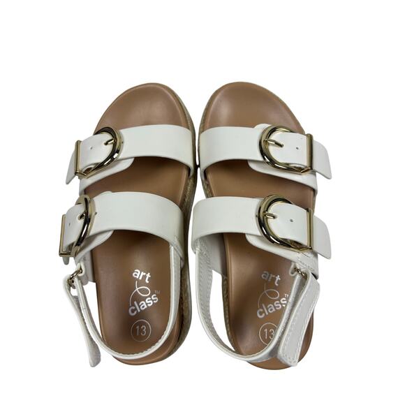 Girls Cat & Jack White Double Buckle Sandals Size 13 Slingback Espadrille - Picture 4 of 6